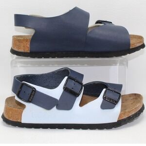 Birki's by Birkenstock Milano Sandals Sz 37 L6 M4 Navy Light Blue Two Tone
